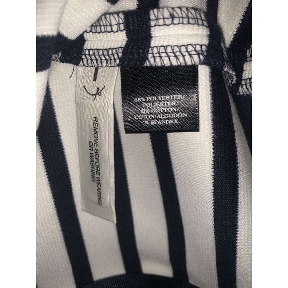 Ann Taylor Mini Skirt Womens 4 White Navy Blue Striped A Line Office Career - Picture 6 of 9